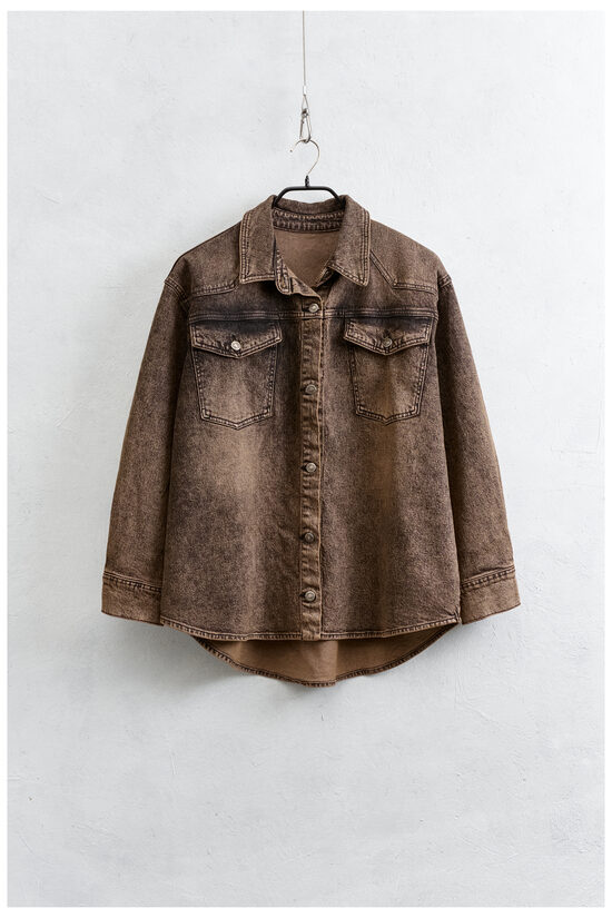 Liela izmēra kokvilnas džinsa jaka Brūna